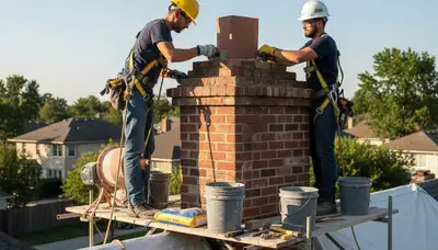 Dallas, TX chimney repair by FX Remodeling & Exteriors for cracked mortar and damaged chimney masonry
